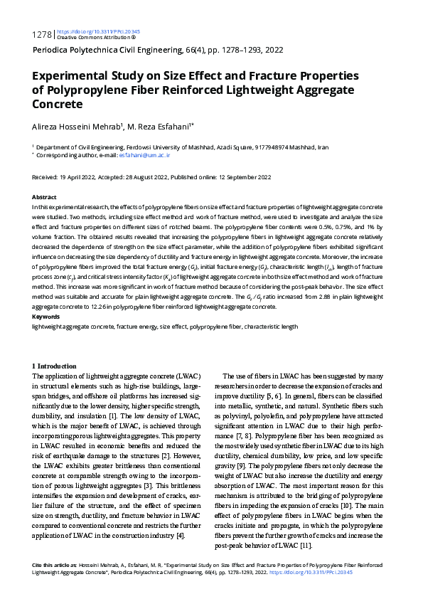 (PDF) Experimental Study on Size Effect and Fracture Properties of ...