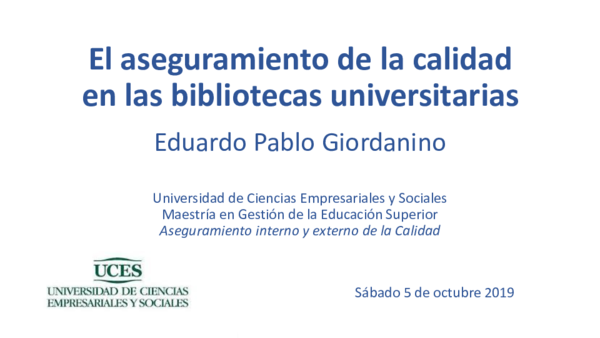 (PDF) El aseguramiento de la calidad en las bibliotecas universitarias