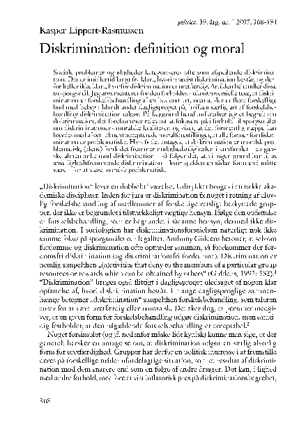 (PDF) Diskrimination - definition og moral