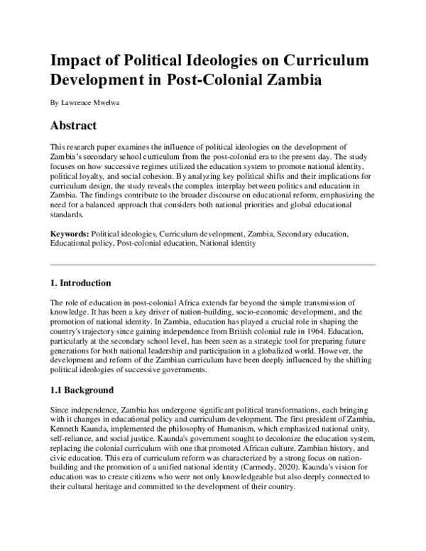 (PDF) Impact of Political Ideologies on Curriculum Development in Post ...