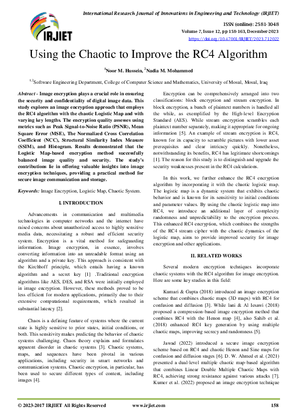 (PDF) Using the Chaotic to Improve the RC4 Algorithm