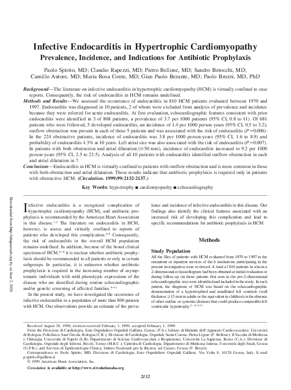 (PDF) Infective Endocarditis in Hypertrophic Cardiomyopathy