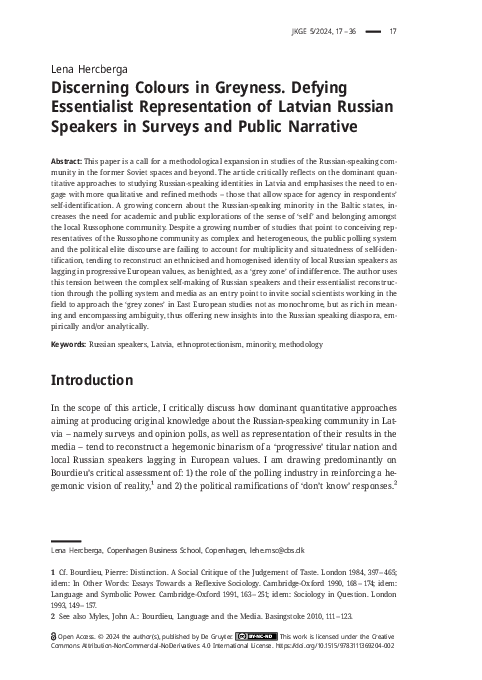 (PDF) Discerning Colours in Greyness. Defying Essentialist ...
