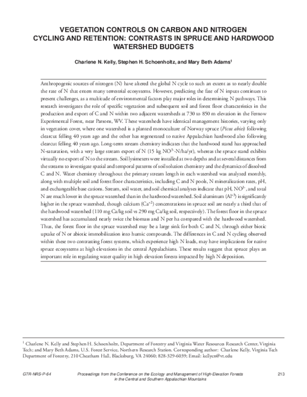 (PDF) Vegetation controls on carbon and nitrogen cycling and retention ...