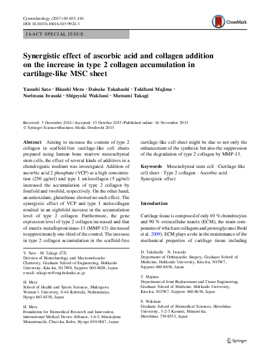 (PDF) Synergistic effect of ascorbic acid and collagen addition on the ...
