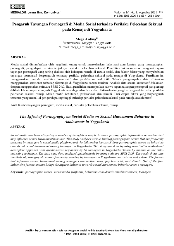 (PDF) The Effect of Pornography on Social Media on Sexual Harassment ...