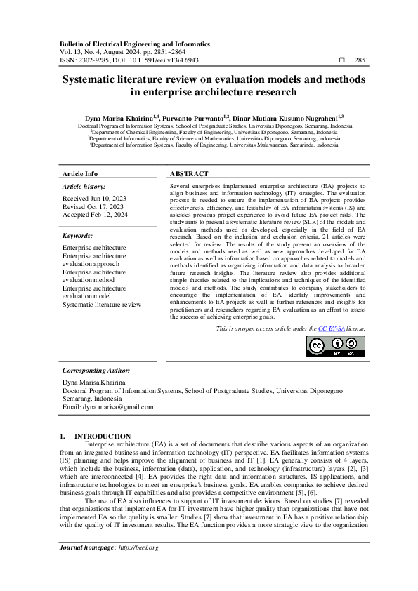 (PDF) Systematic literature review on evaluation models and methods in ...