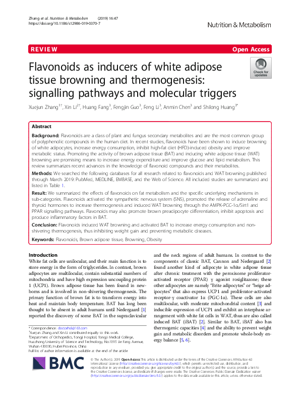 (PDF) Flavonoids as inducers of white adipose tissue browning and ...