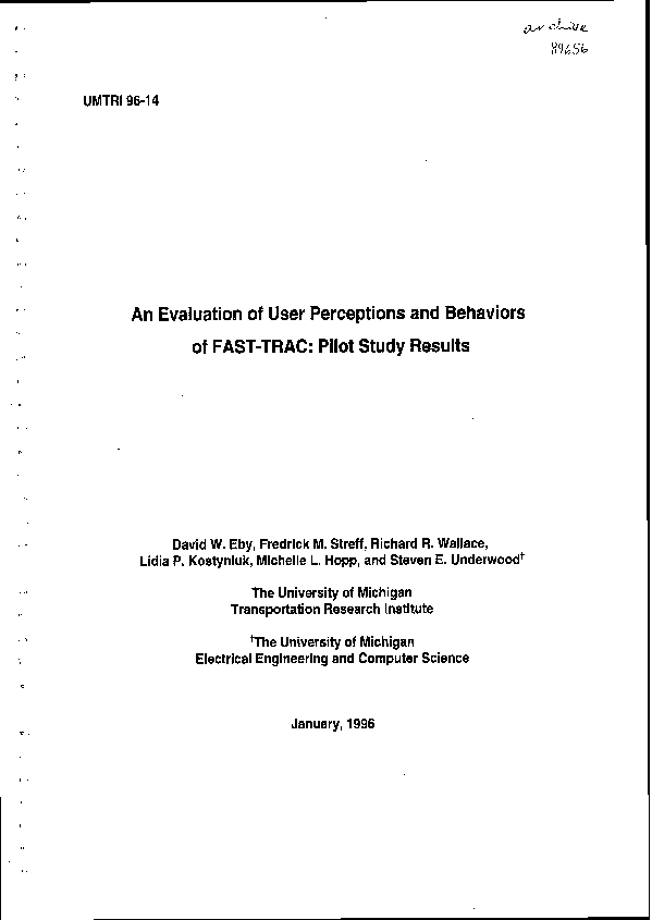 (PDF) An Evaluation of User Perceptions and Behaviors of FAST-TRAC ...