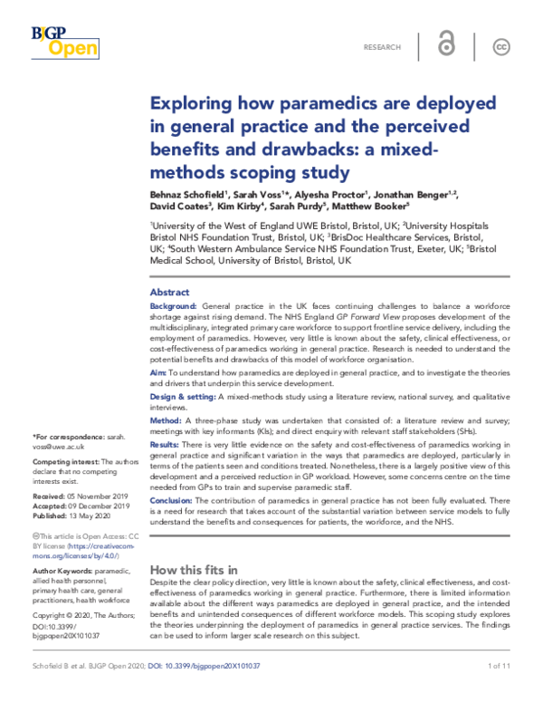 (PDF) Exploring how paramedics are deployed in general practice and the ...