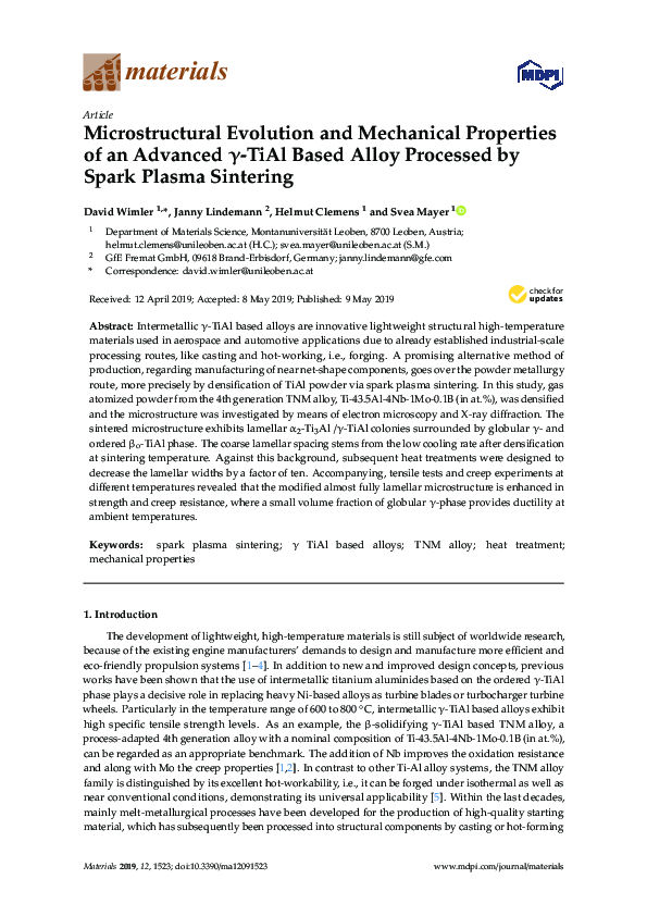 (PDF) Microstructural Evolution and Mechanical Properties of an ...