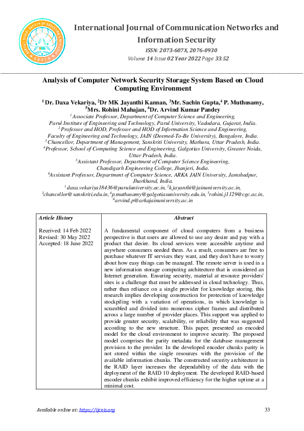 (PDF) Analysis of Computer Network Security Storage System Based on ...