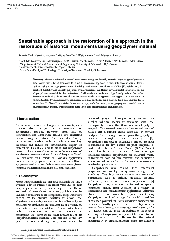 (PDF) Sustainable approach in the restoration of his approach in the ...