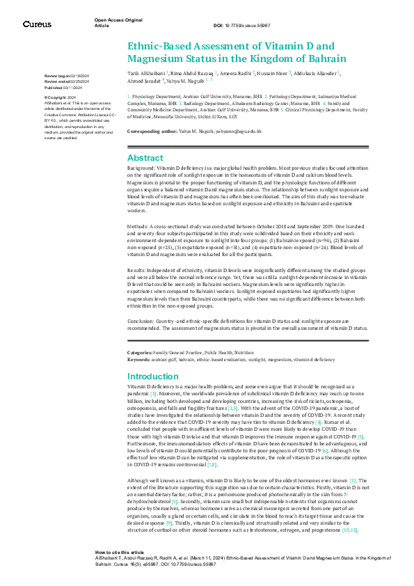 (PDF) Ethnic-Based Assessment of Vitamin D and Magnesium Status in the ...