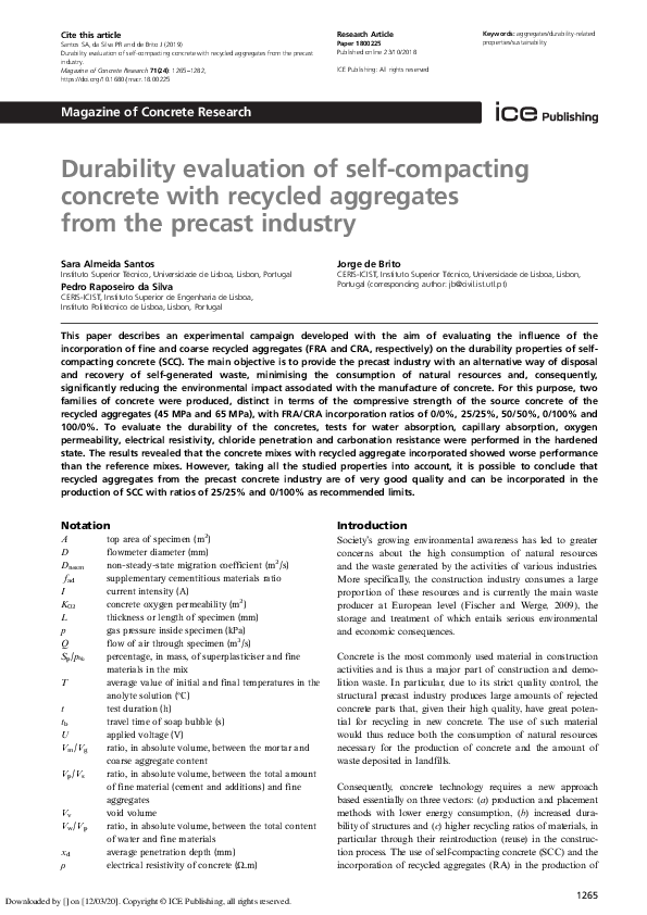 (PDF) Durability evaluation of self-compacting concrete with recycled ...