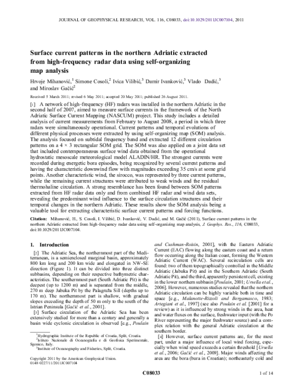 (PDF) Surface current patterns in the northern Adriatic extracted from ...