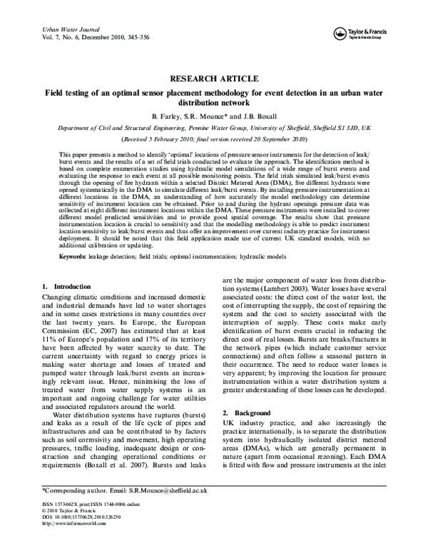 (PDF) Field testing of an optimal sensor placement methodology for ...