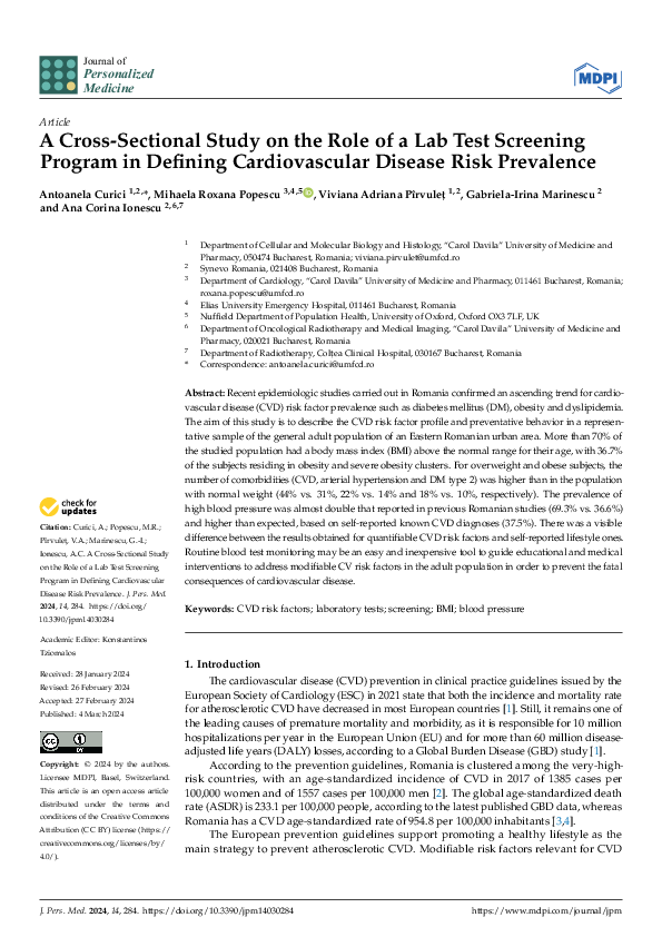 (PDF) A Cross-Sectional Study on the Role of a Lab Test Screening ...