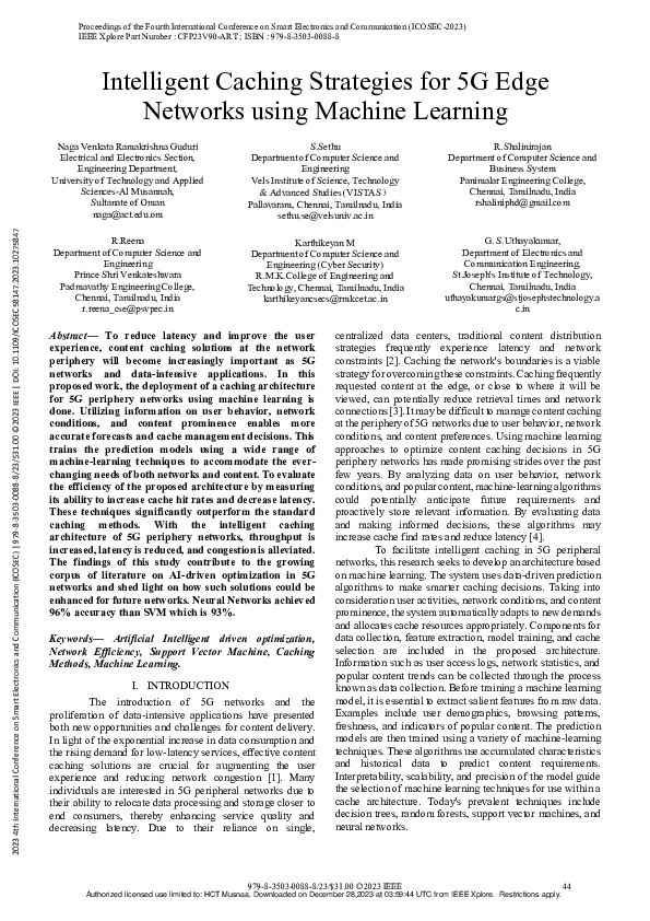 (PDF) Intelligent Caching Strategies for 5G Edge Networks using Machine ...