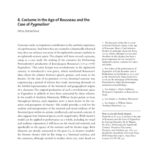 (PDF) Costume in the Age of Rousseau and the Case of Pygmalion