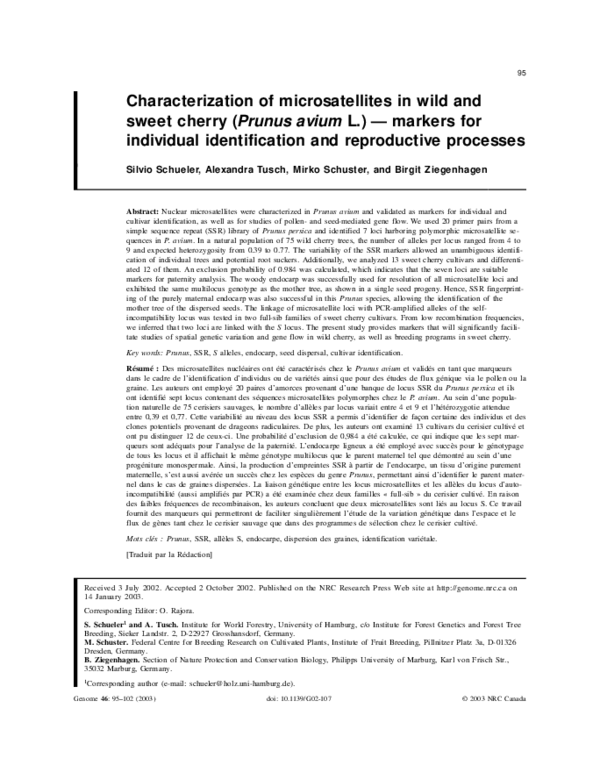 (PDF) Characterization of microsatellites in wild and sweet cherry ...
