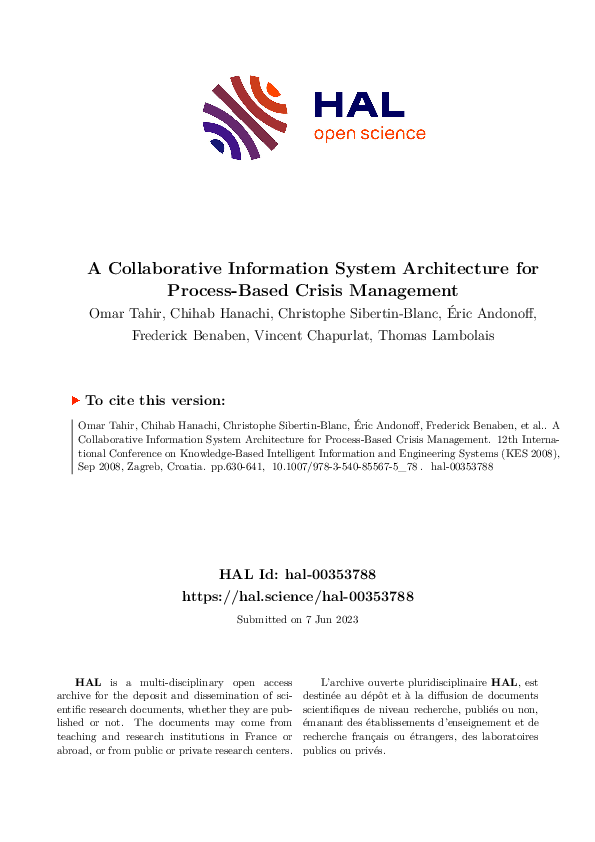 (PDF) A Collaborative Information System Architecture for Process-Based ...