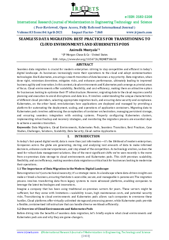 (PDF) SEAMLESS DATA MIGRATION: BEST PRACTICES FOR TRANSITIONING TO ...