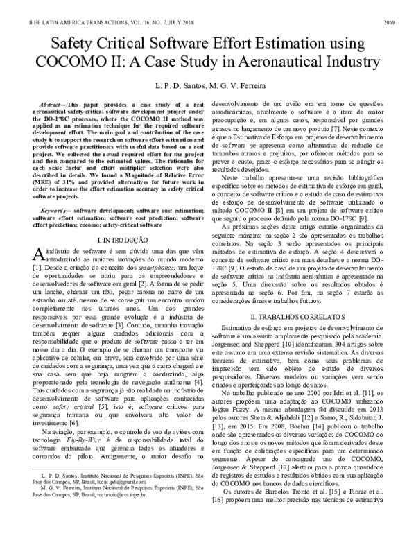 (PDF) Safety Critical Software Effort Estimation using COCOMO II: A ...