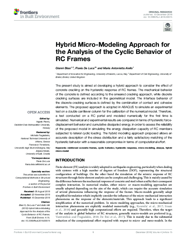 (PDF) Hybrid Micro-Modeling Approach for the Analysis of the Cyclic ...