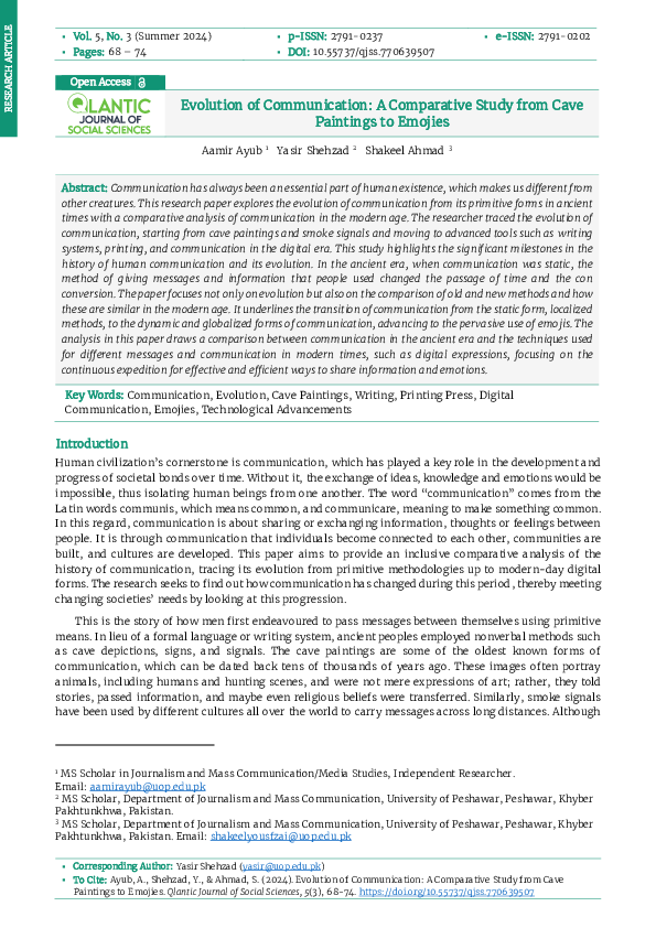 (PDF) Evolution of Communication: A Comparative Study from Cave ...