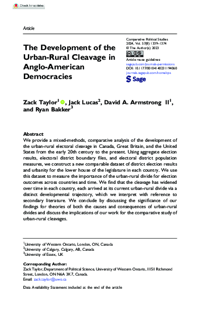 (PDF) The Development of the Urban-Rural Cleavage in Anglo-American ...