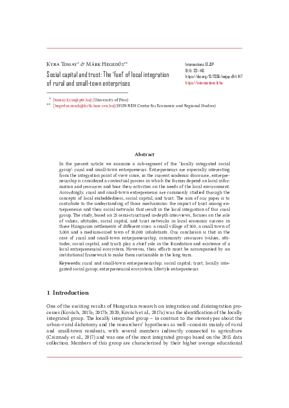 (PDF) Social capital and trust: The ‘fuel’ of local integration of ...