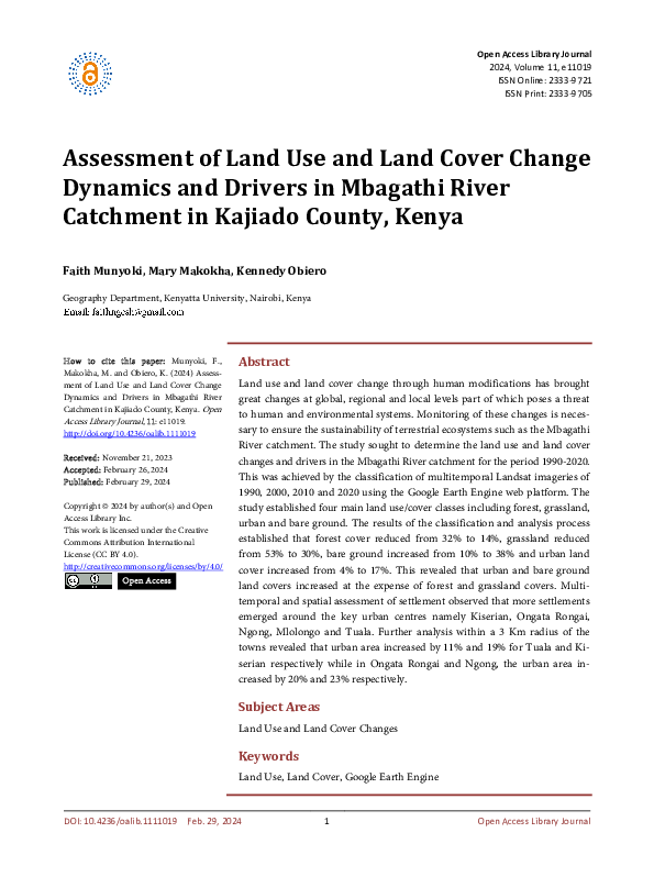 (PDF) Assessment of Land Use and Land Cover Change Dynamics and Drivers ...