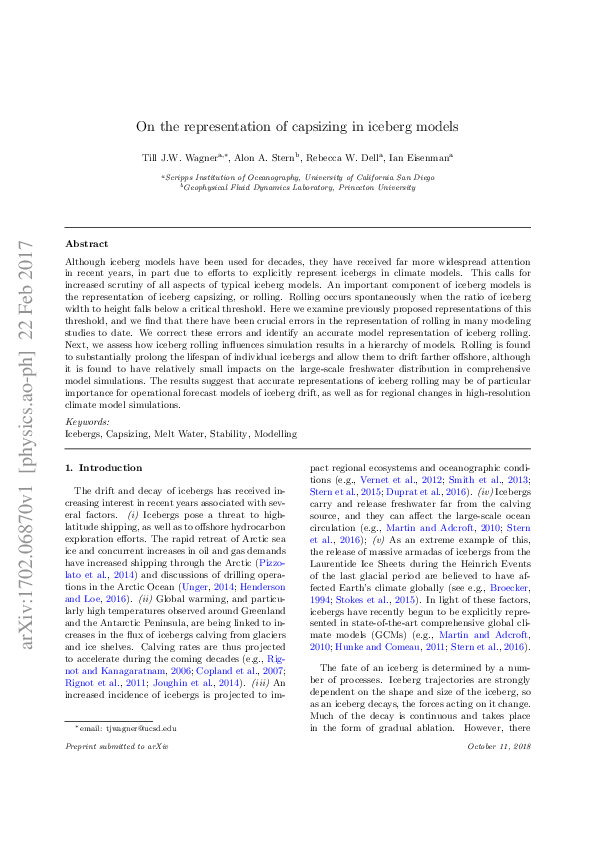 (PDF) On the representation of capsizing in iceberg models