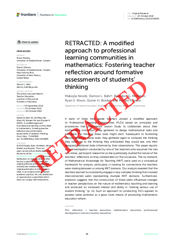 (PDF) A modified approach to professional learning communities in ...