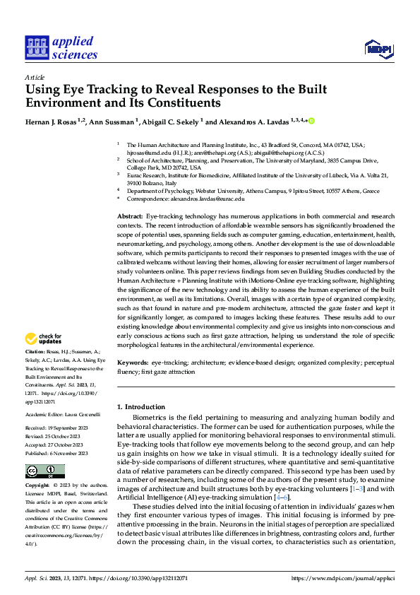 (PDF) Using Eye Tracking to Reveal Responses to the Built Environment ...