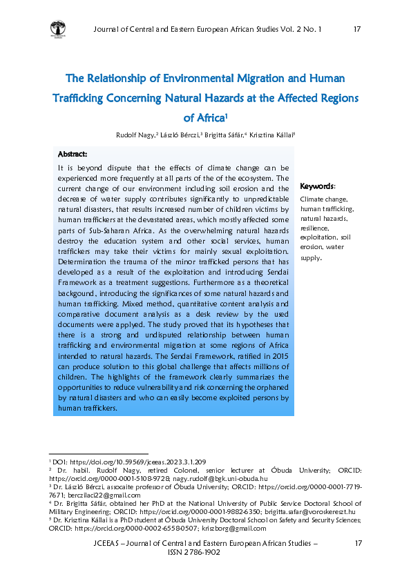 (PDF) The Relationship of Environmental Migration and Human Trafficking ...