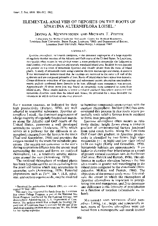 (PDF) Elemental Analysis of Deposits on the Roots of Spartina ...