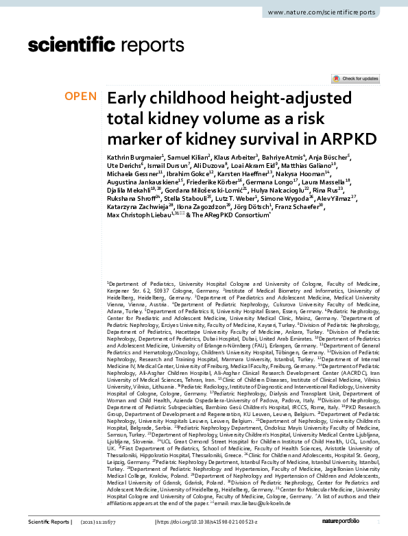 (PDF) Early childhood height-adjusted total kidney volume as a risk ...