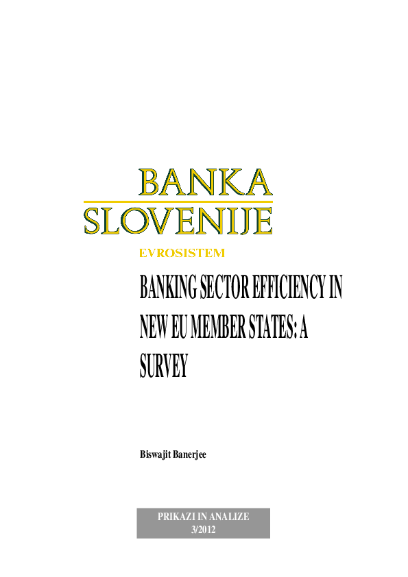 (PDF) Banking Sector Efficiency in New EU Member States