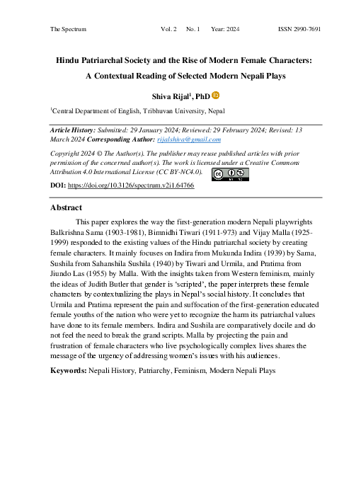 (PDF) Hindu Patriarchal Society and the Rise of Modern Female ...