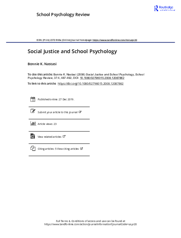 (PDF) Social Justice and School Psychology