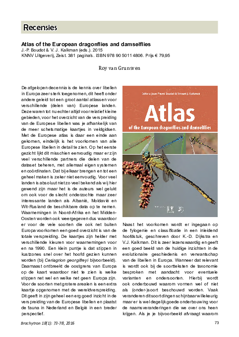 (PDF) Atlas of the European Dragonflies and Damselflies