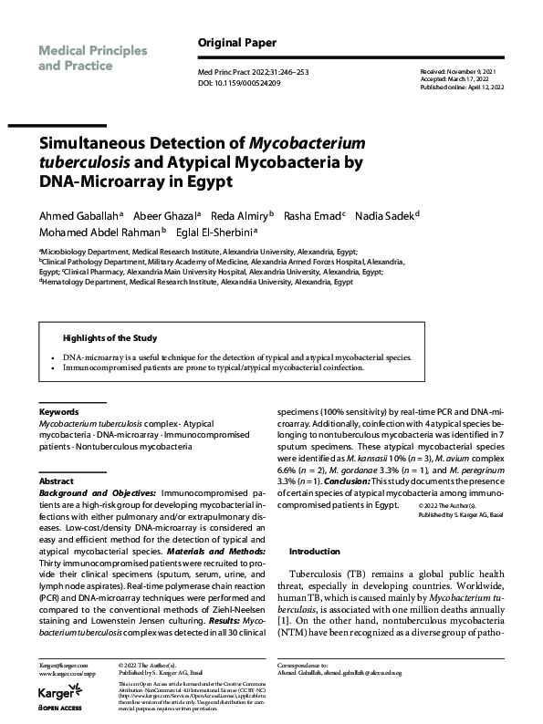 (PDF) Simultaneous detection of Mycobacterium tuberculosis and atypical ...