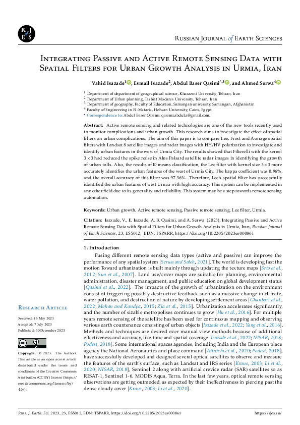 (PDF) Integrating Passive and Active Remote Sensing Data with Spatial ...