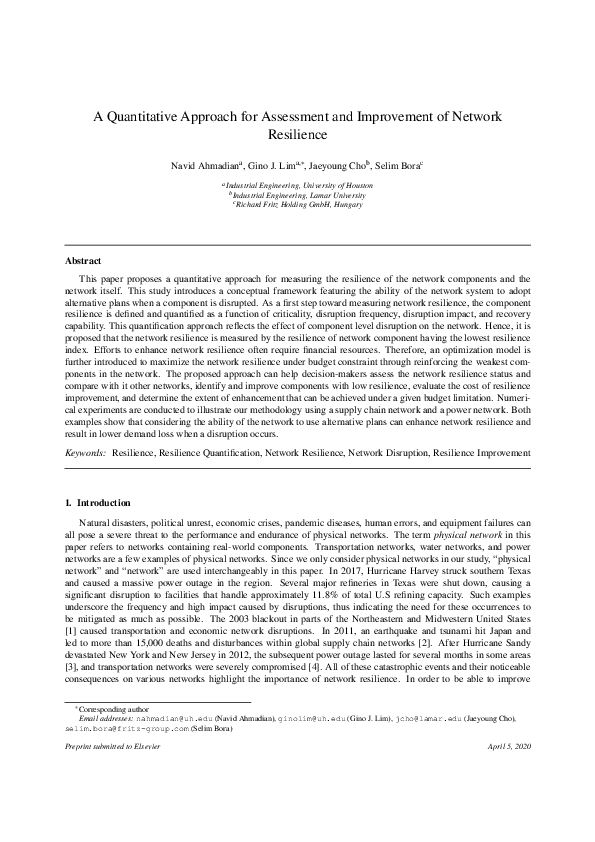 (PDF) A quantitative approach for assessment and improvement of network ...