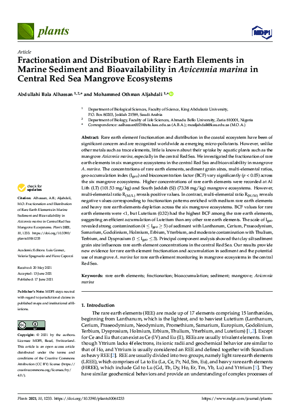 (PDF) Fractionation and Distribution of Rare Earth Elements in Marine ...