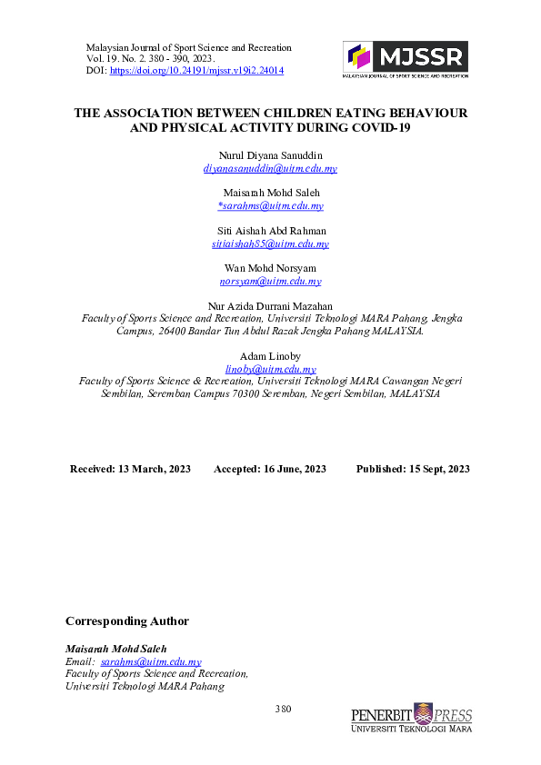 (PDF) The Association Between Children Eating Behaviour and Physical ...