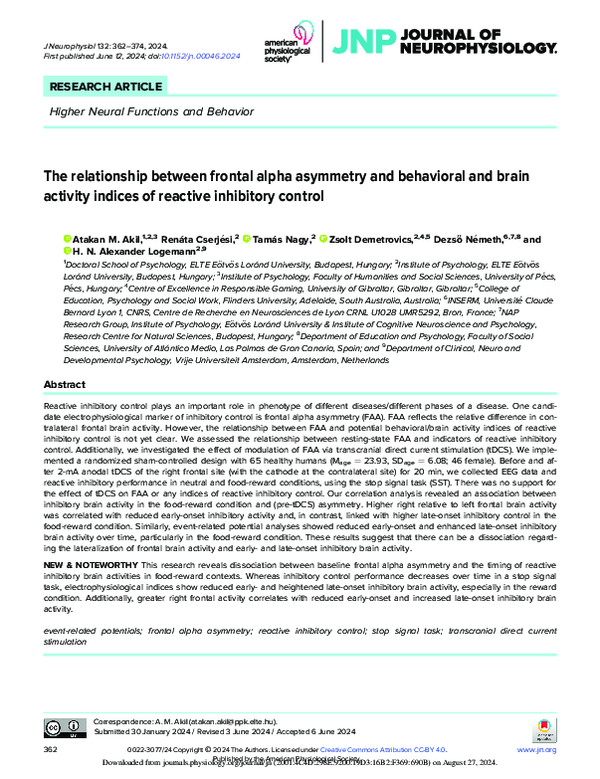 (PDF) The relationship between frontal alpha asymmetry and behavioral ...