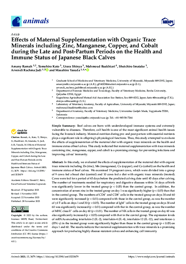 (PDF) Effects of Maternal Supplementation with Organic Trace Minerals ...